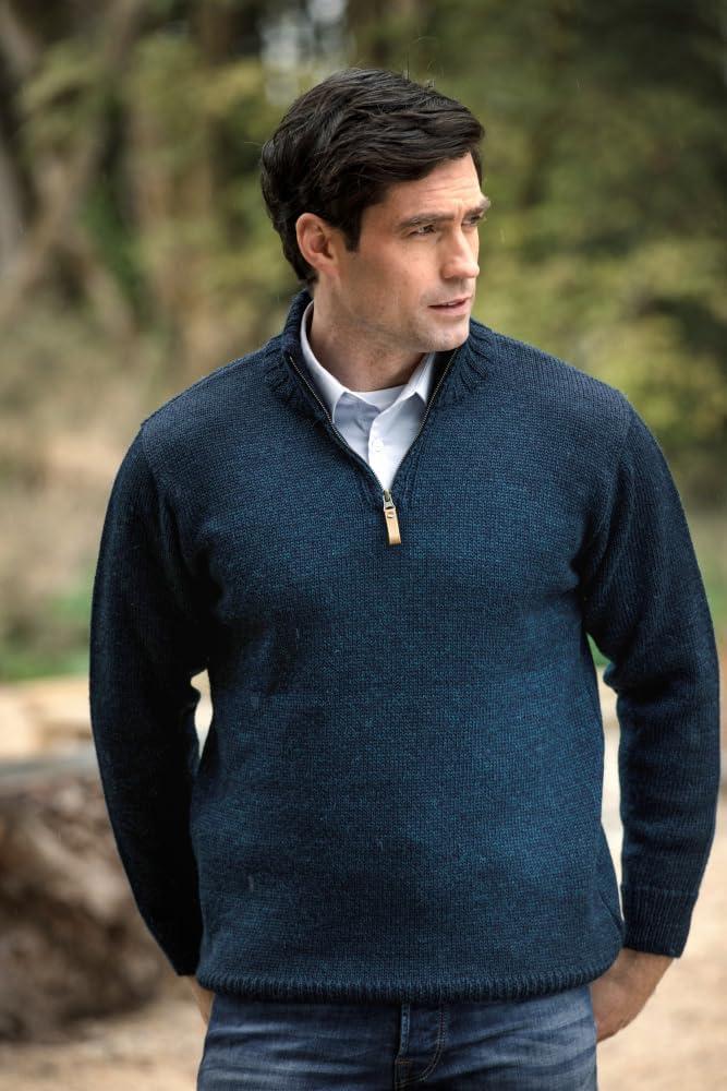 image:imageAran Crafts 14 Zip Plain Sweater 100 Wool Made in IrelandBlackwatch