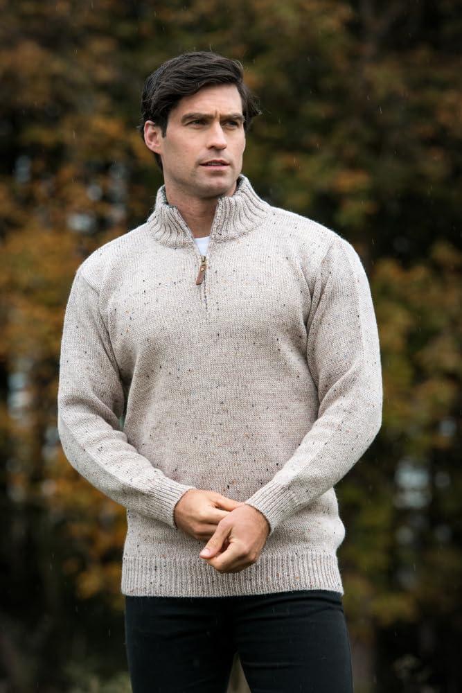 image:imageAran Crafts 14 Zip Plain Sweater 100 Wool Made in IrelandSkiddaw