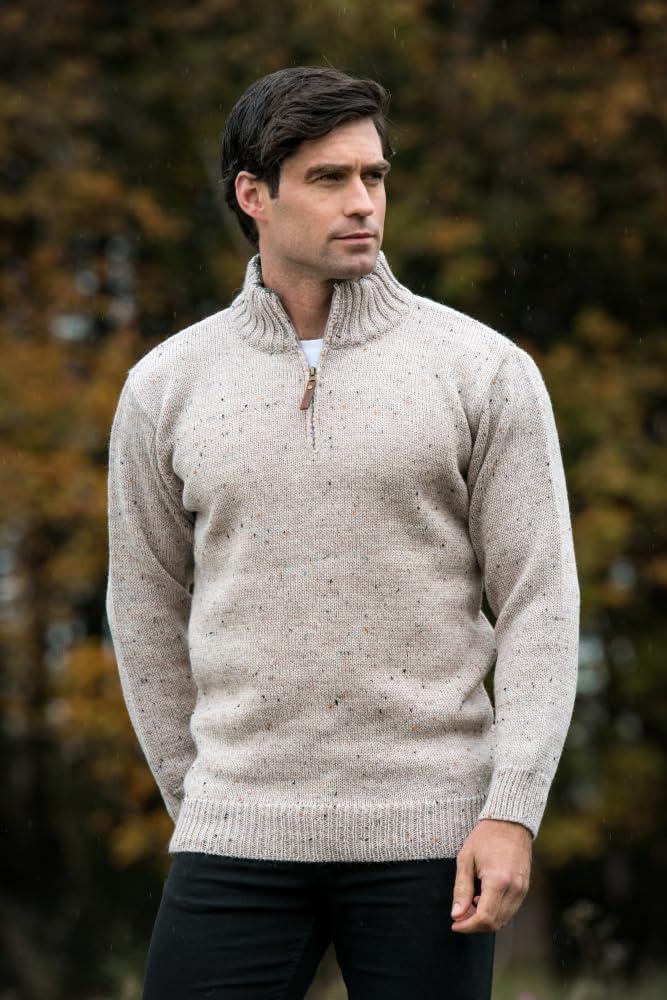 image:imageAran Crafts 14 Zip Plain Sweater 100 Wool Made in IrelandSkiddaw