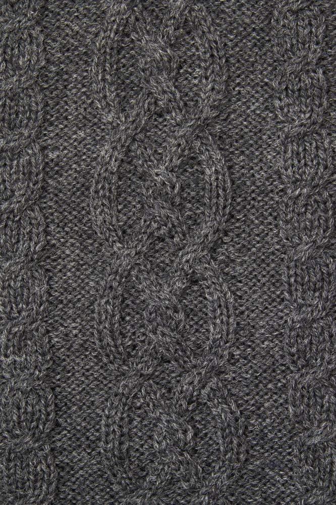 image:imageAran Crafts Basket Stitch Crew Neck Sweater 100 WoolCharcoal