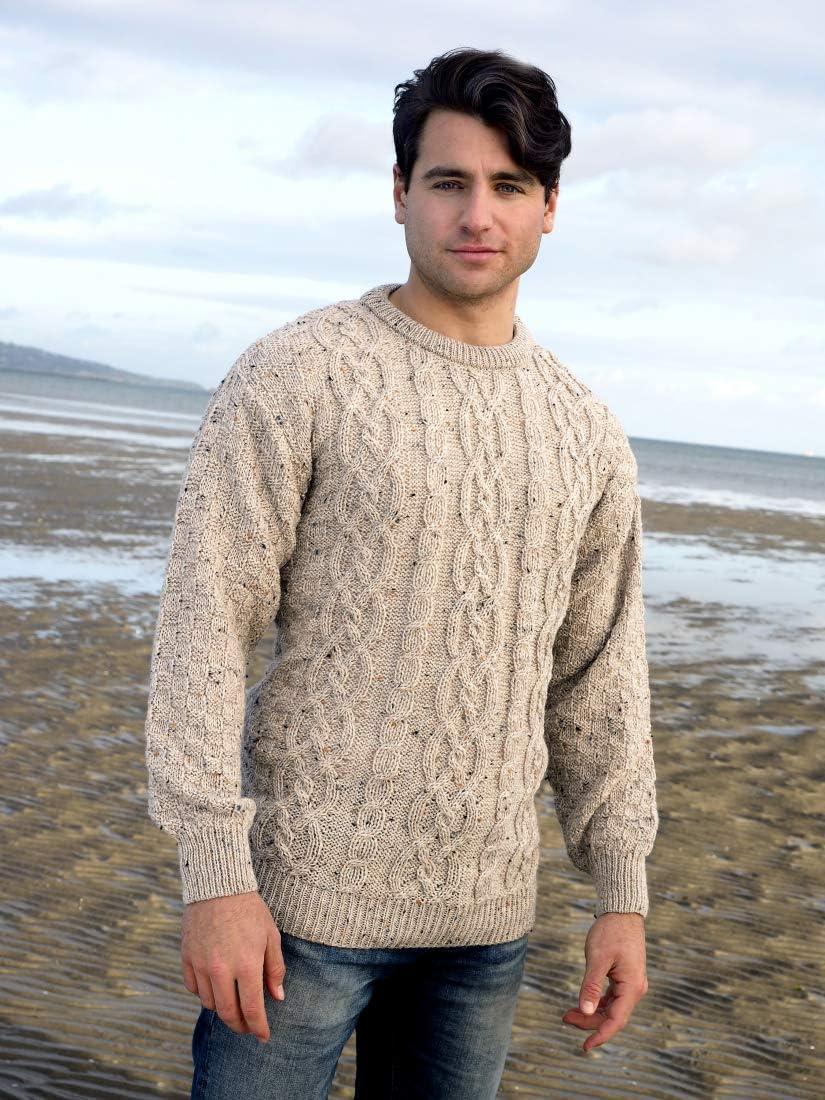 image:imageAran Crafts Basket Stitch Crew Neck Sweater 100 WoolSkiddaw