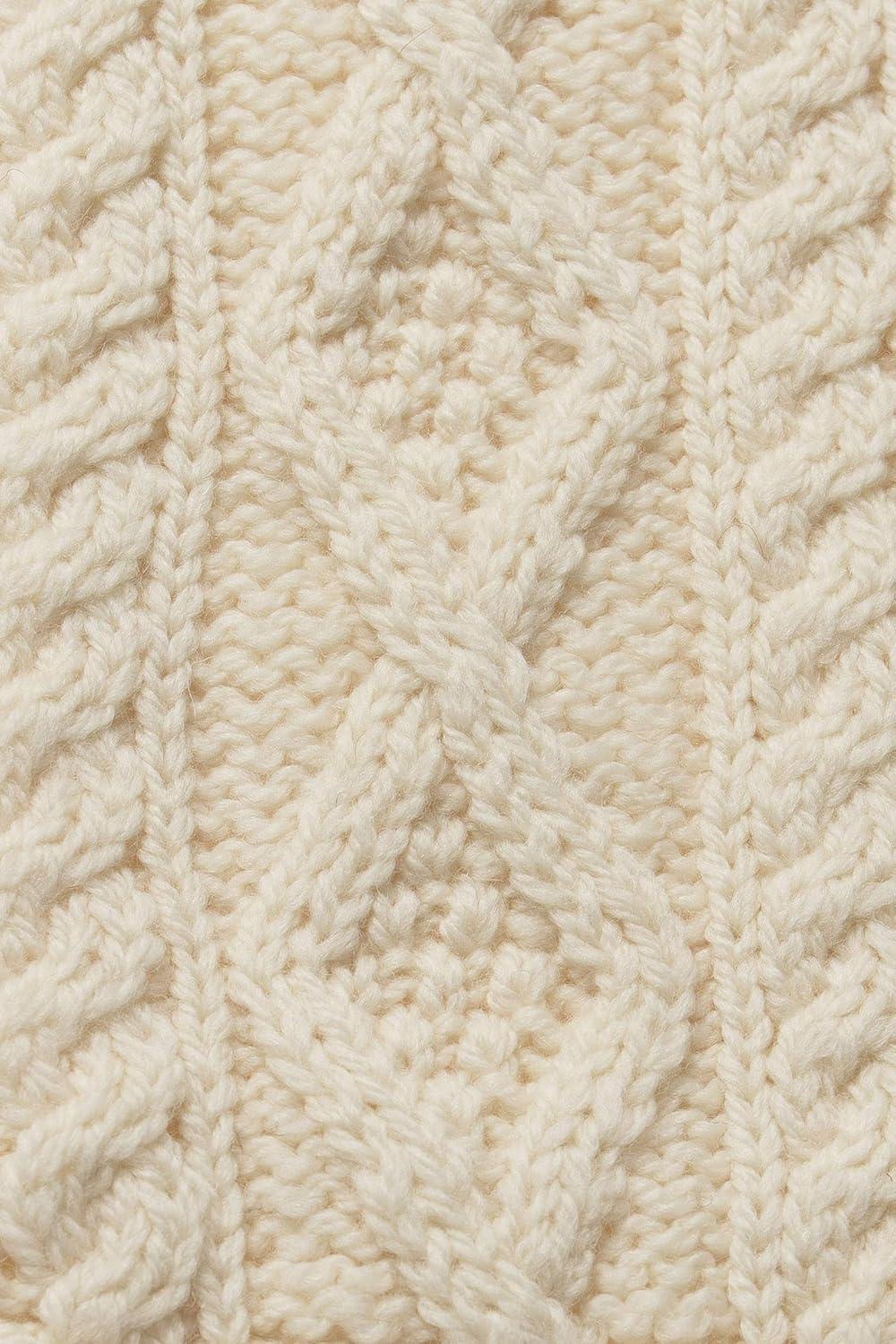 image:imageAran Crafts Boys Irish Cable Knitted Half Zip Sweater 100 Merino WoolNatural