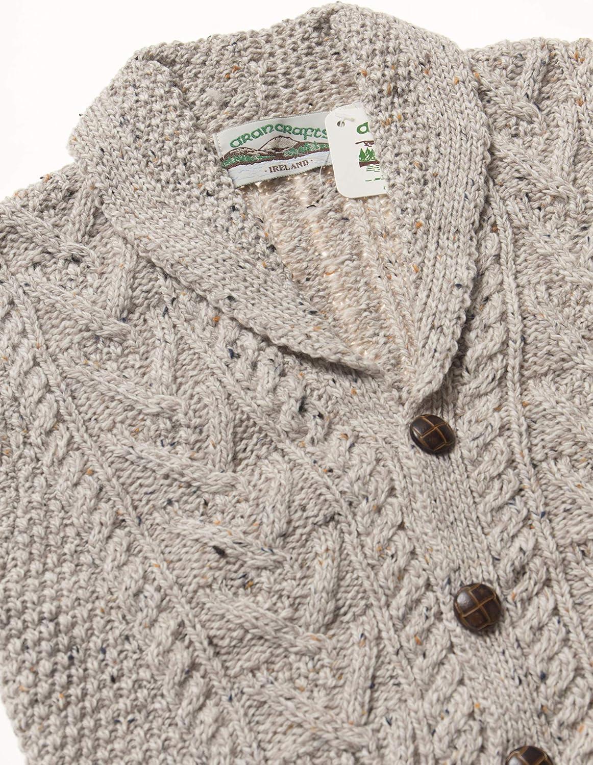 image:imageAran Crafts Boys Irish Soft Cable Knitted Shawl Cardigan 100 Merino WoolOatmeal