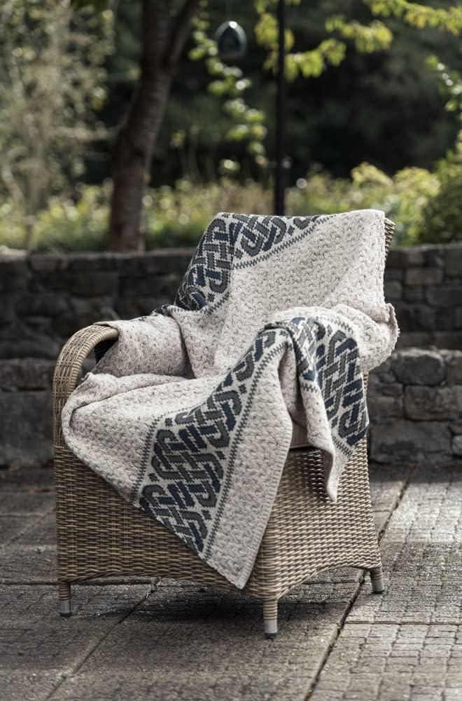 image:imageAran Crafts Celtic Jacquard Pattern 100 Merino Wool Throw Blanket 40 x 60 X5098OATOatmeal Nep