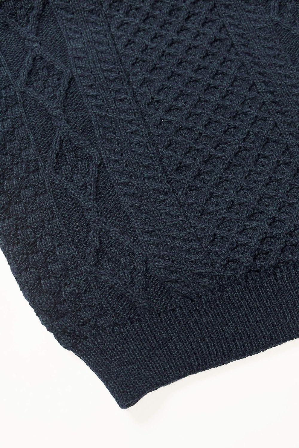 image:imageAran Crafts Irish Soft Cable Knitted Crew Neck Unisex Sweater 100 Pure New WoolBlackwatch