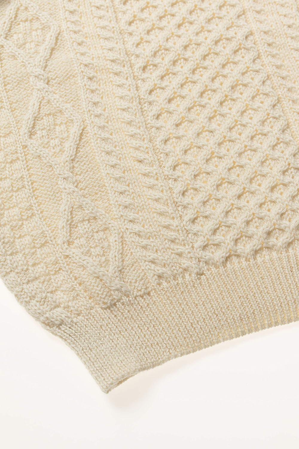 image:imageAran Crafts Irish Soft Cable Knitted Crew Neck Unisex Sweater 100 Pure New WoolEcru