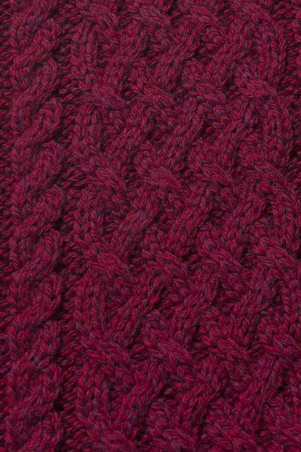 image:imageAran Crafts Irish Soft Cable Knitted Trellis Pattern Scarf 100 Merino WoolFushia