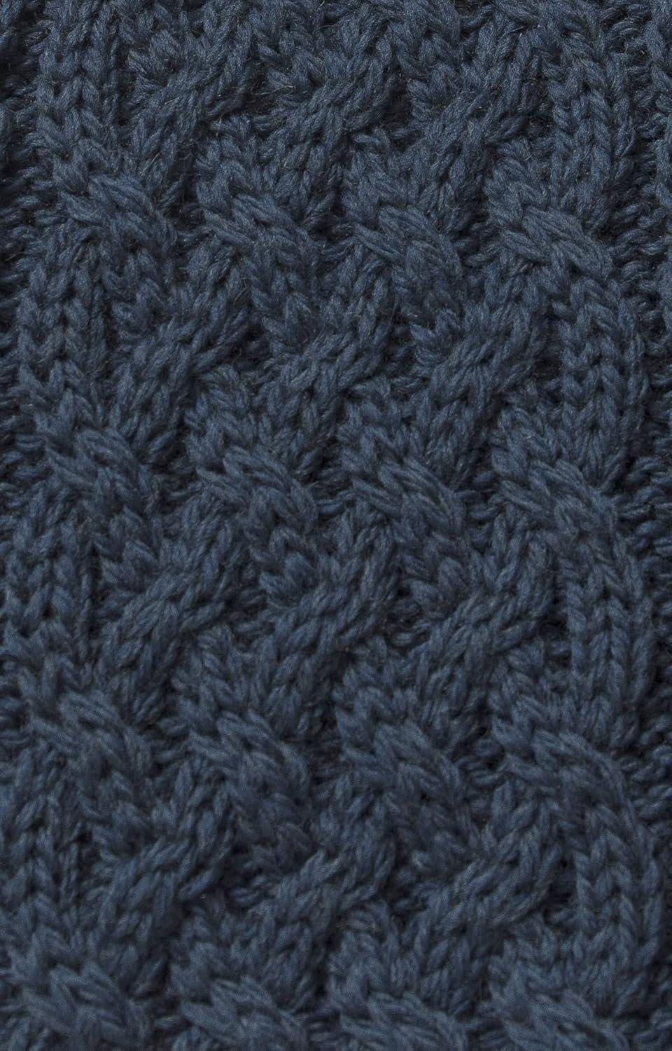 image:imageAran Crafts Irish Soft Cable Knitted Trellis Pattern Scarf 100 Merino WoolMallard Blue