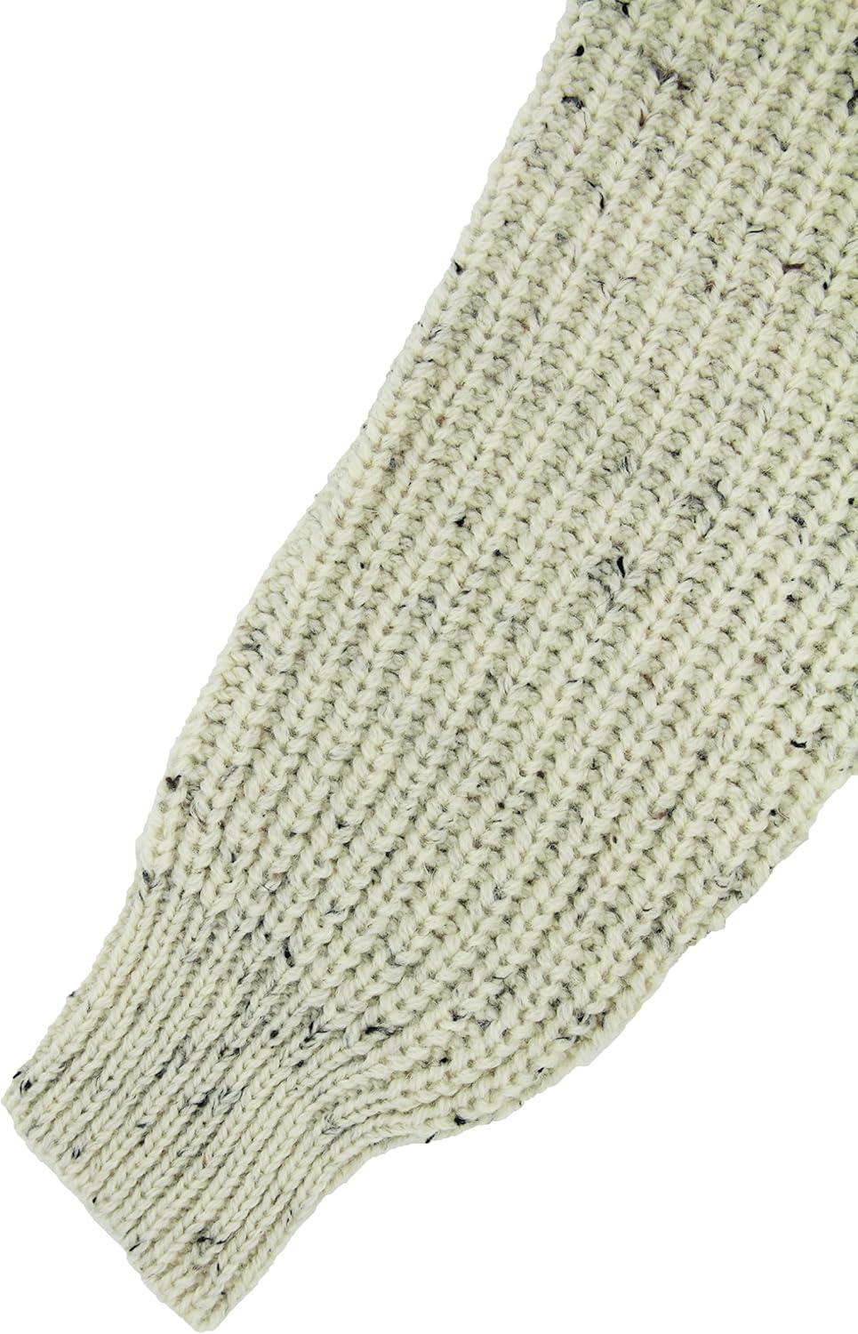 image:imageAran Crafts Mens Half Zip Rib Sweater 100 Wool Made in IrelandNatural Fleck