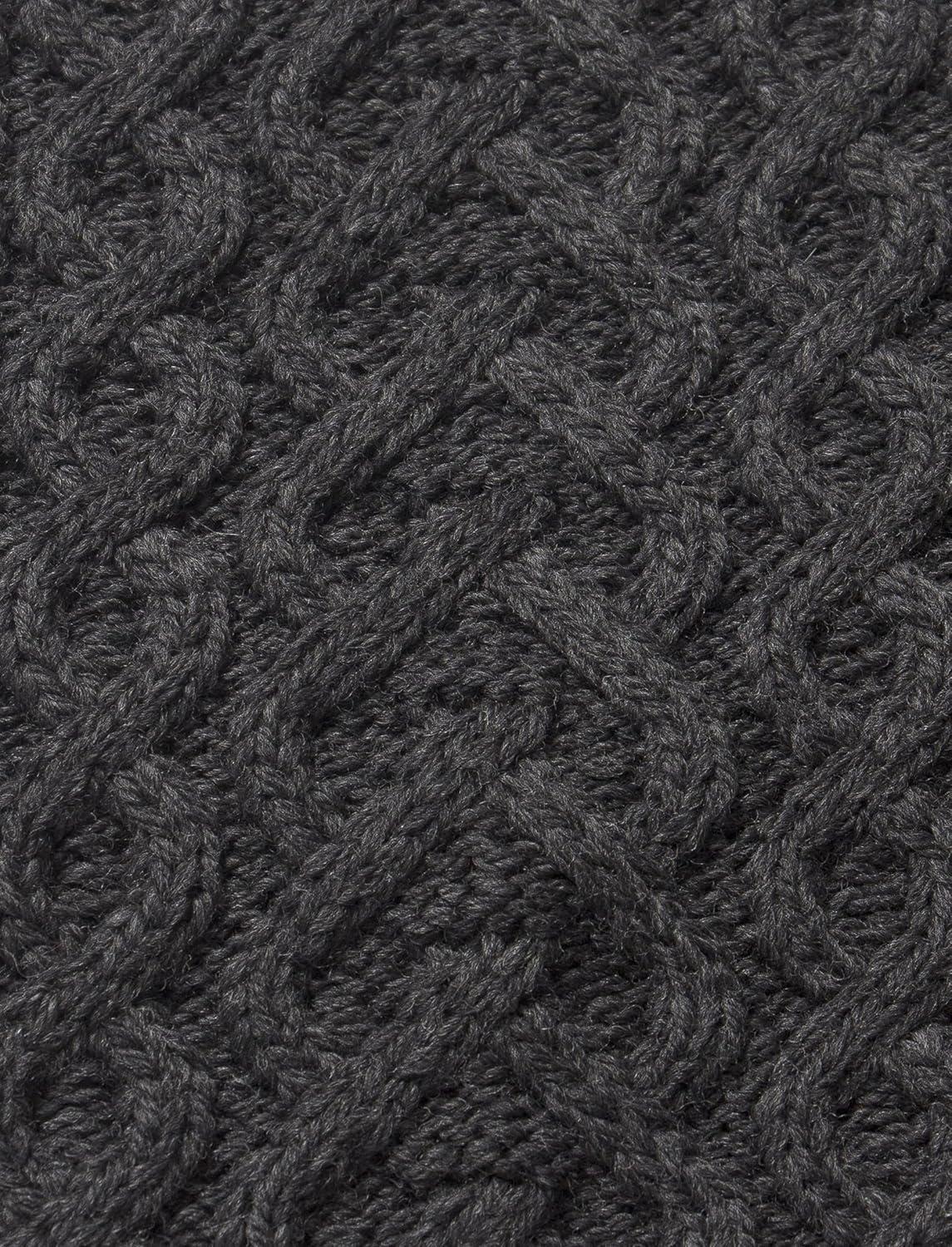 image:imageAran Crafts Mens Irish Cable Knit Half Zip Jacquard Sweater 100 Merino WoolCharcoal