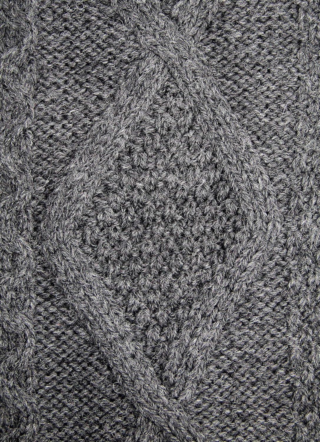 image:imageAran Crafts Mens Irish Cable Knitted Cardigan Sweater 100 Merino WoolCharcoal