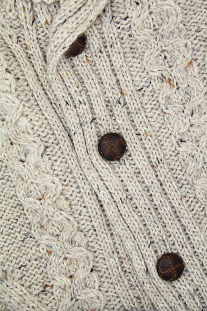 image:imageAran Crafts Mens Irish Cable Knitted Cardigan Sweater 100 Merino WoolOatmeal
