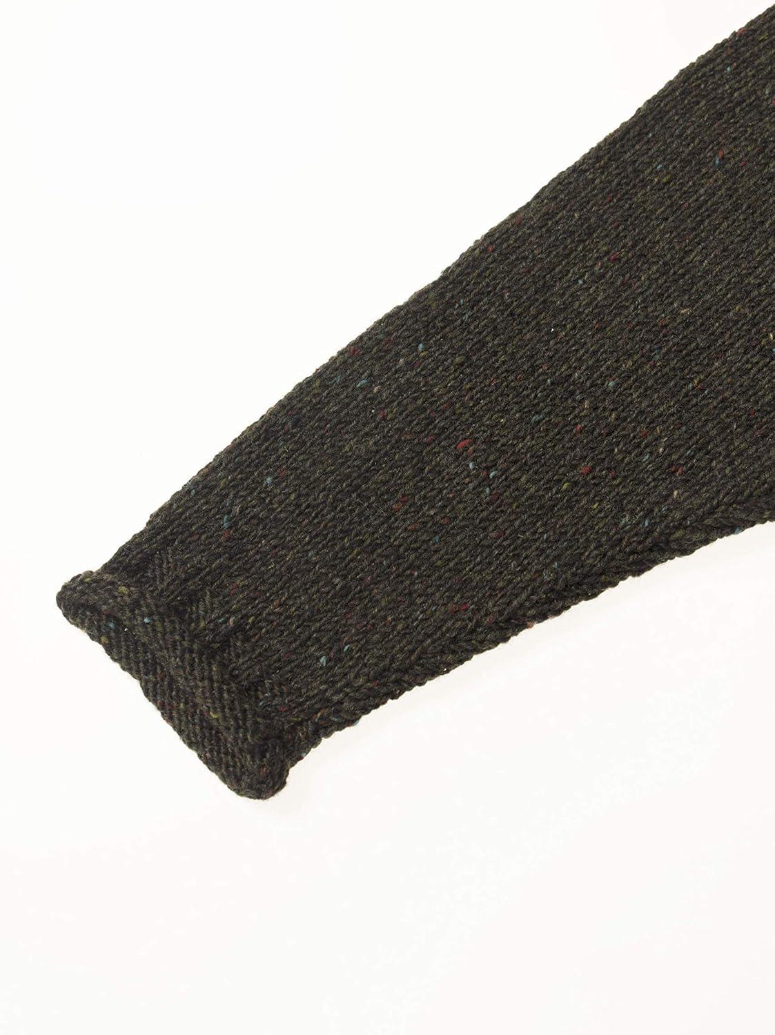 image:imageAran Crafts Mens Irish Cable Knitted Curl Neck Sweater 100 Donegal WoolForest Green
