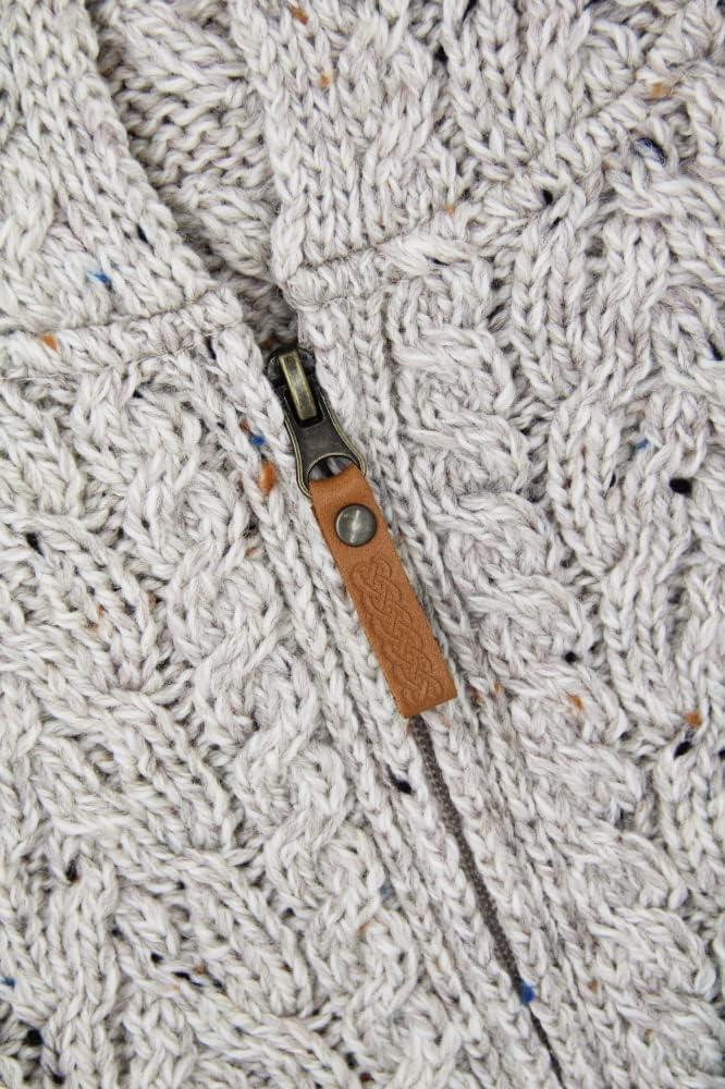 image:imageAran Crafts Mens Irish Cable Knitted Zip Hooded Cardigan 100 Merino WoolOatmeal