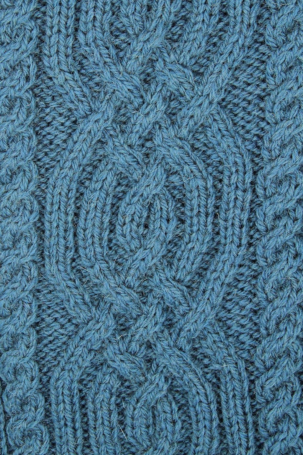 image:imageAran Crafts Womens Cable Knit Buttoned Cowl Neck Poncho 100 Merino WoolMallard Blue