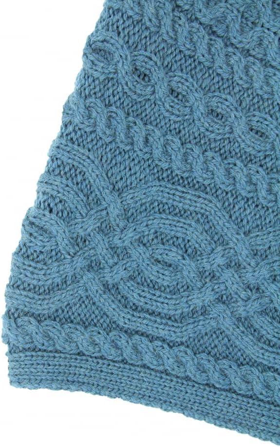 image:imageAran Crafts Womens Cable Knit Buttoned Cowl Neck Poncho 100 Merino WoolMallard Blue