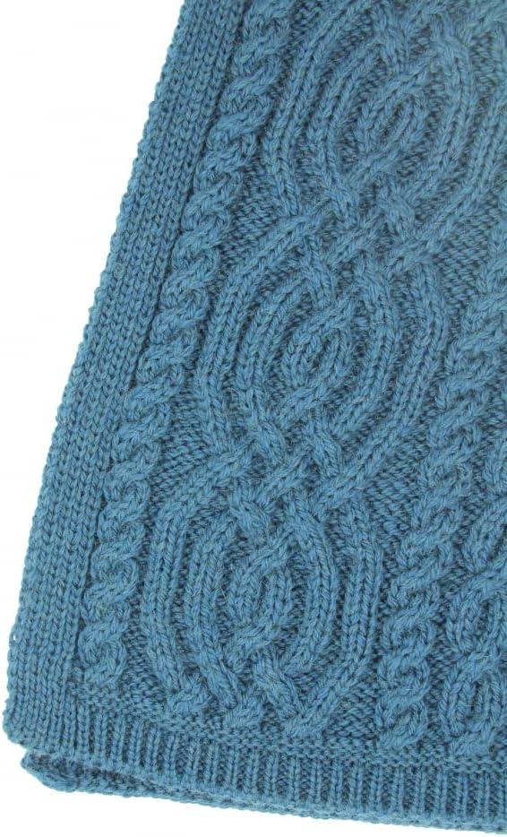 image:imageAran Crafts Womens Cable Knit Buttoned Cowl Neck Poncho 100 Merino WoolMallard Blue