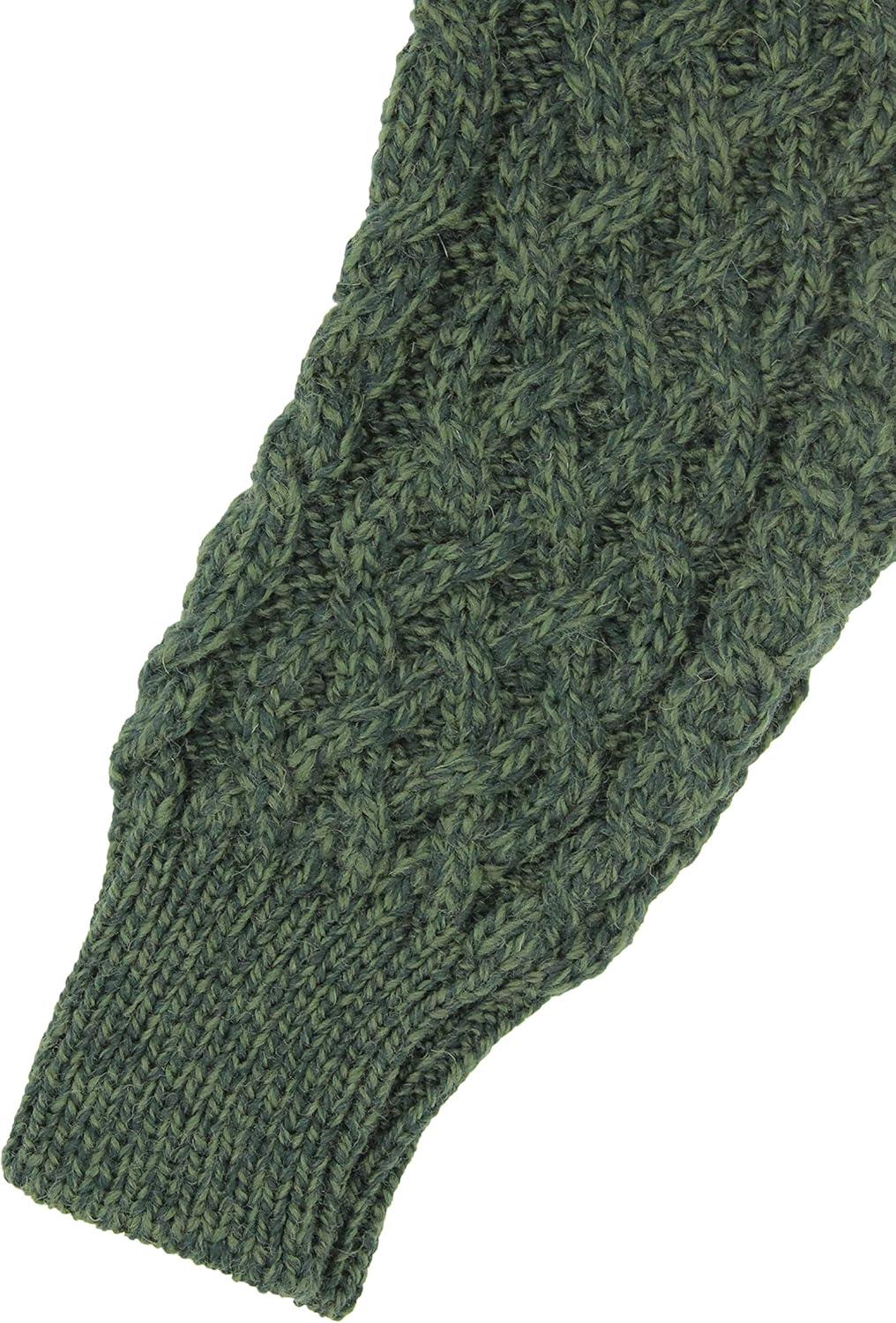 image:imageAran Crafts Womens Irish Cable Knit Soft Buttoned Cardigan 100 Merino WoolArmy Green