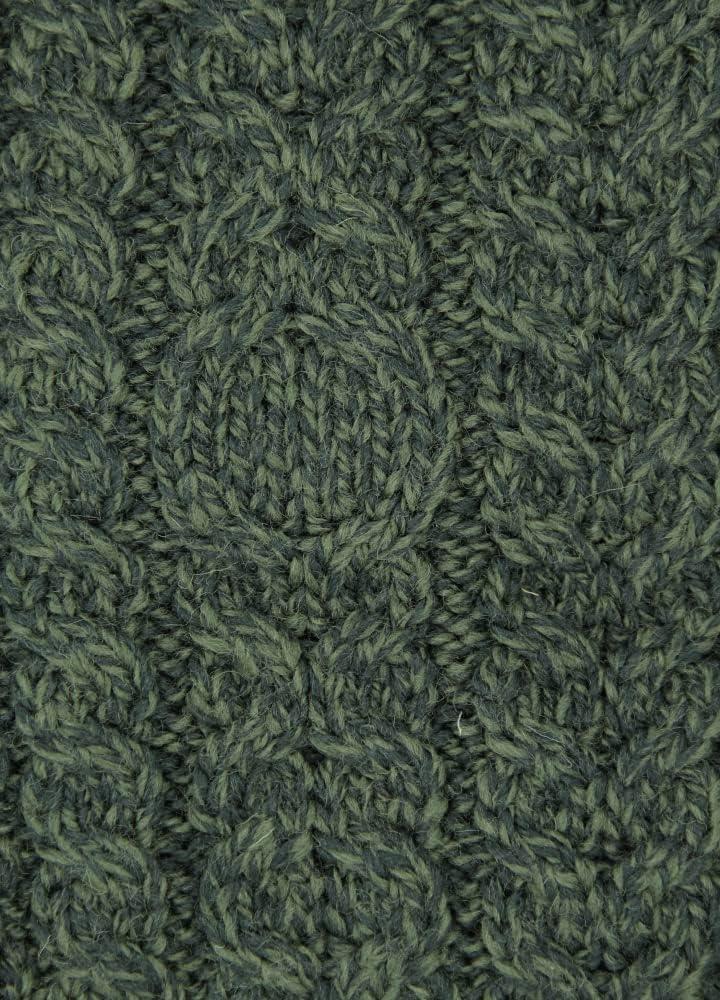 image:imageAran Crafts Womens Irish Cable Knit Soft Buttoned Cardigan 100 Merino WoolArmy Green