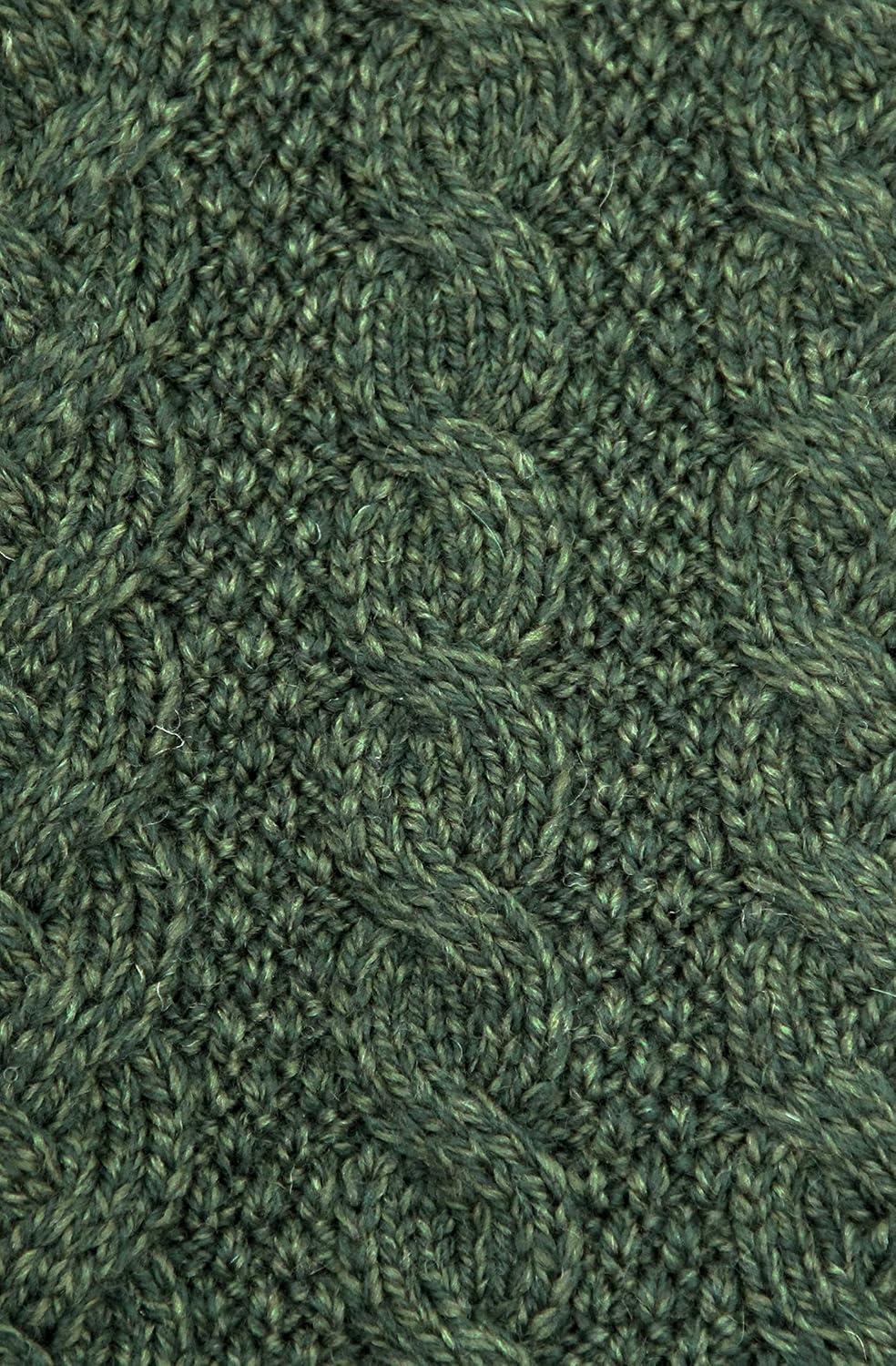image:imageAran Crafts Womens Irish Cable Knitted Wool Hooded Zip Coat 100 Merino WoolArmy Green