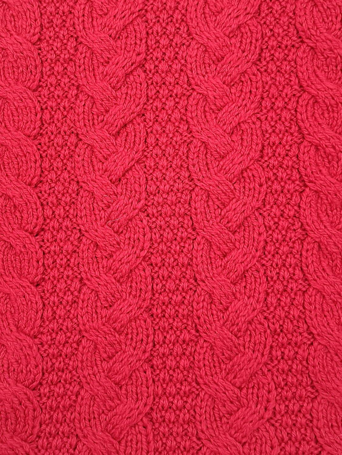 image:imageAran Crafts Womens Irish Cable Knitted Wool Hooded Zip Coat 100 Merino WoolCherry Red