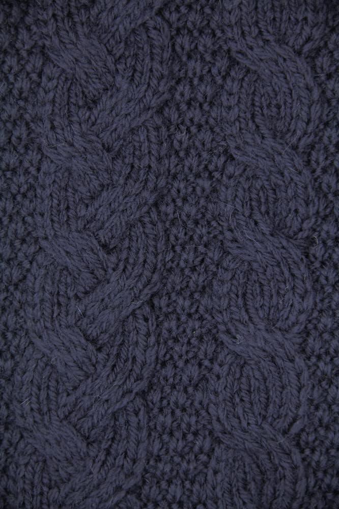image:imageAran Crafts Womens Irish Cable Knitted Wool Hooded Zip Coat 100 Merino WoolNavy