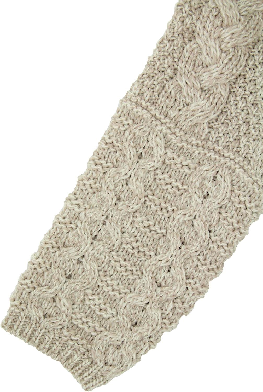 image:imageAran Crafts Womens Irish Cable Knitted Wool Hooded Zip Coat 100 Merino WoolParsnip
