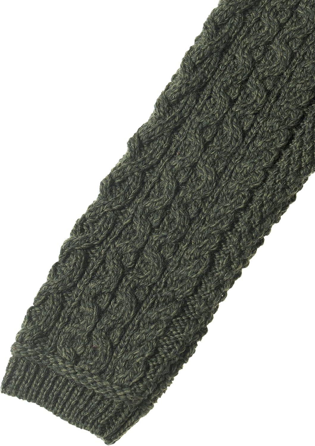 image:imageAran Crafts Womens Irish Cable Knitted Wool Side Zip Cardigan 100 Merino WoolArmy Green
