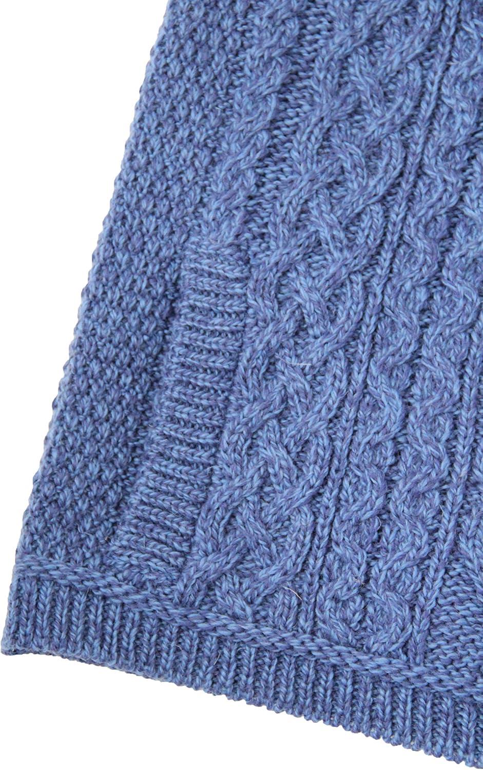 image:imageAran Crafts Womens Irish Cable Knitted Wool Side Zip Cardigan 100 Merino WoolBlue Marl