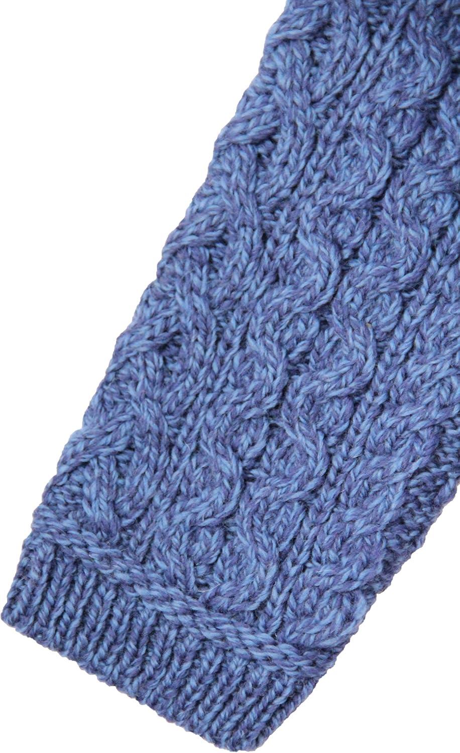 image:imageAran Crafts Womens Irish Cable Knitted Wool Side Zip Cardigan 100 Merino WoolBlue Marl
