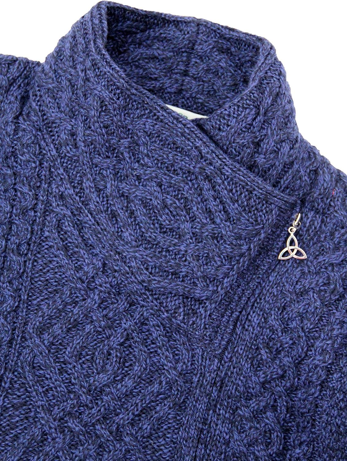 image:imageAran Crafts Womens Irish Soft Cable Knitted Side Zip Coat 100 Merino WoolMidnight Blue