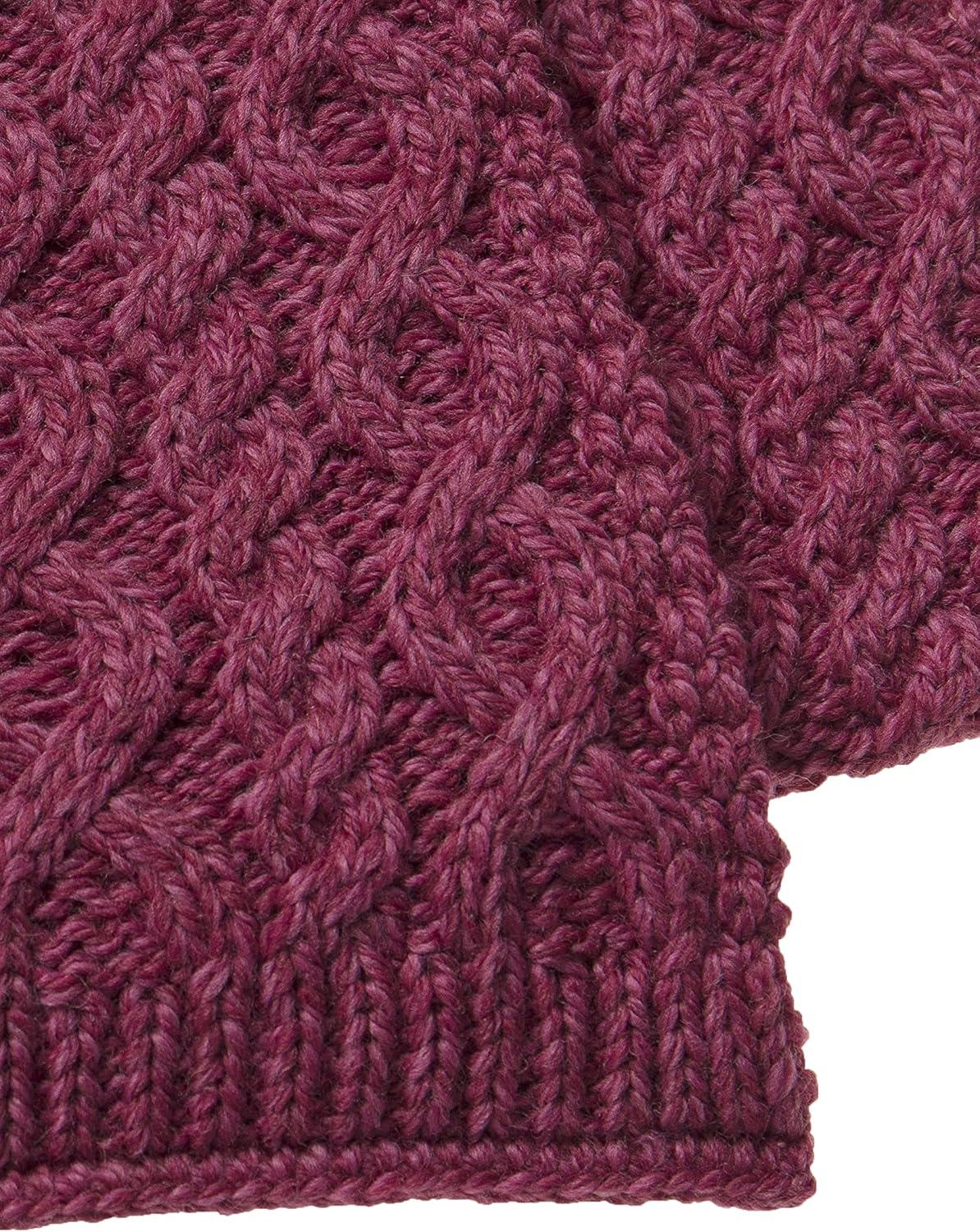 image:imageAran Crafts Womens Knit Soft Heart Pattern Scarf 100 Super Soft Merino WoolMagenta