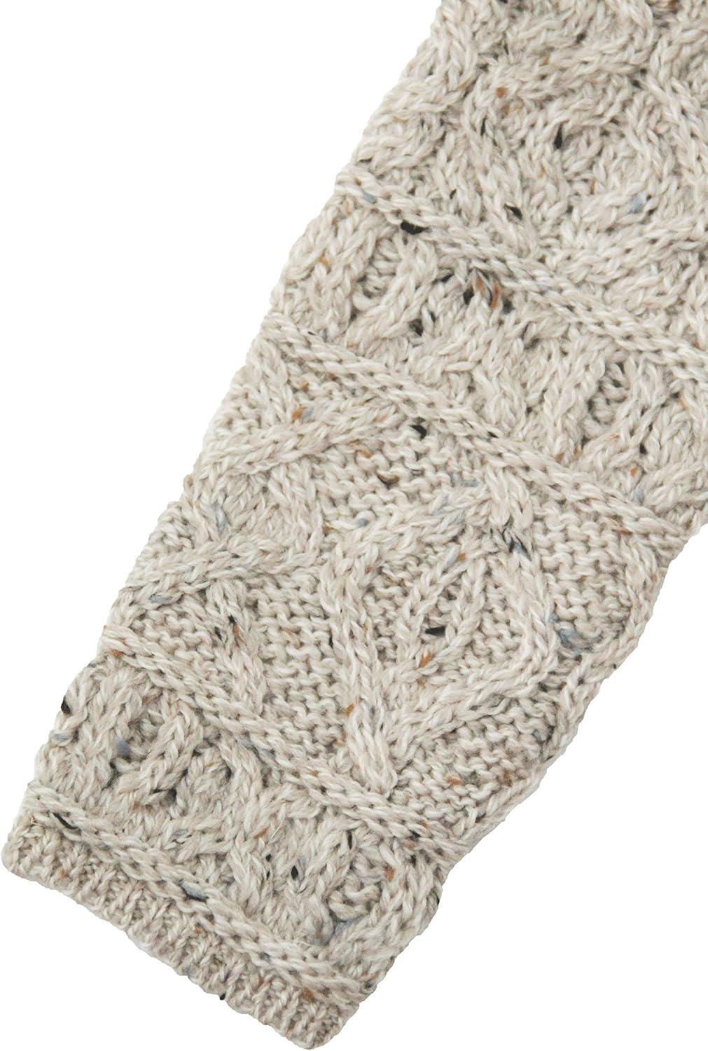 image:imageAran Crafts Womens Soft Cable Knit Honeycomb Hood Cardigan 100 Merino WoolOatmeal