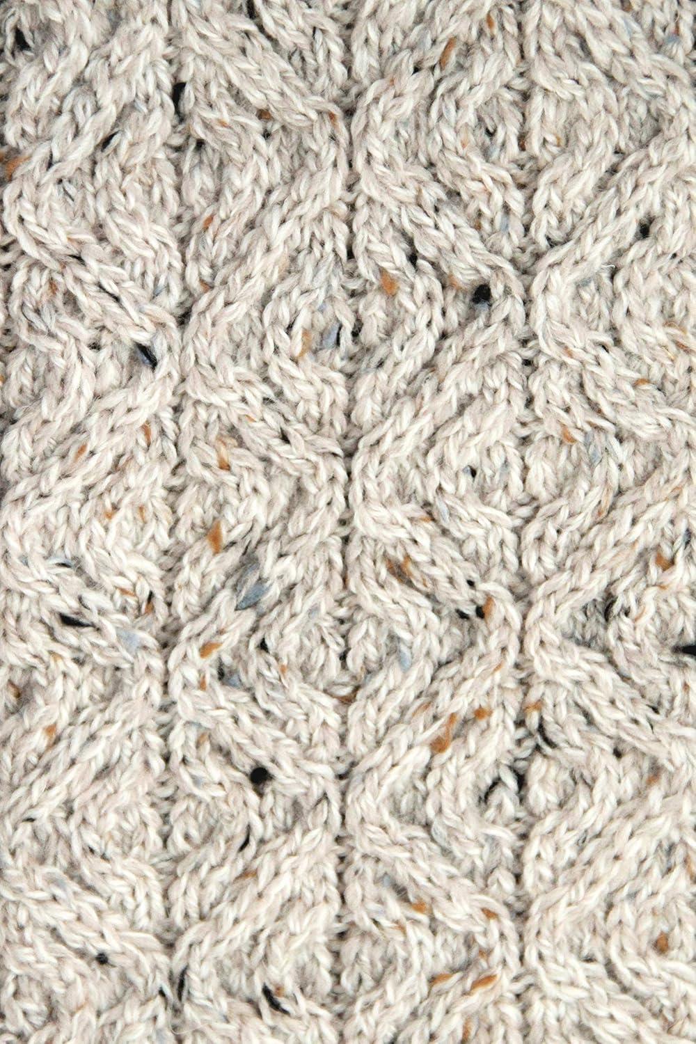 image:imageAran Crafts Womens Soft Cable Knit Honeycomb Hood Cardigan 100 Merino WoolOatmeal