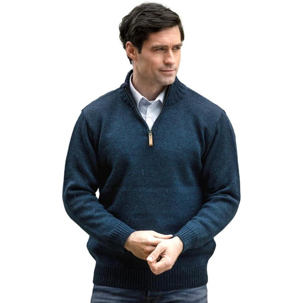 image:imageAran Crafts 14 Zip Plain Sweater 100 Wool Made in IrelandBlackwatch