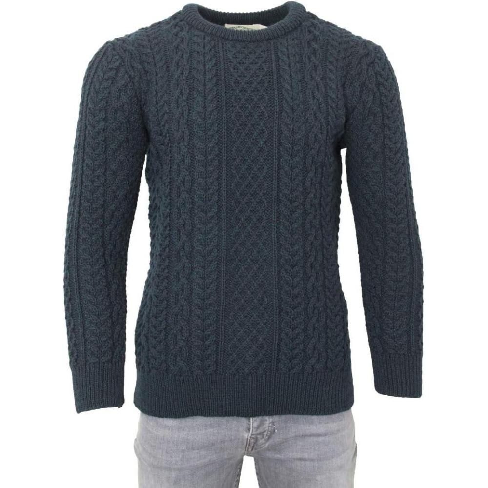 image:imageAran Crafts Aran Crew Neck Sweater 100 WoolBlackwatch