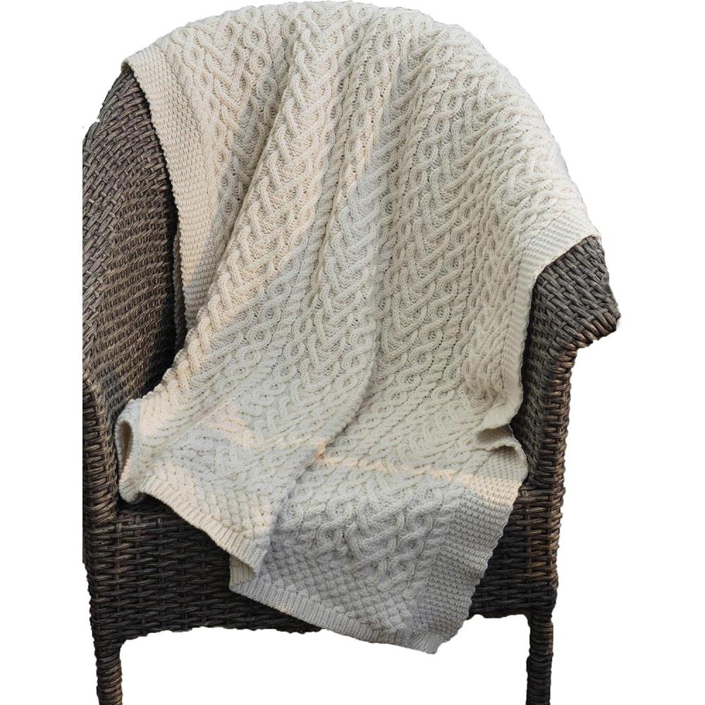 image:imageAran Crafts Heart Pattern Throw Cover Blanket 100 Super Soft Merino Wool