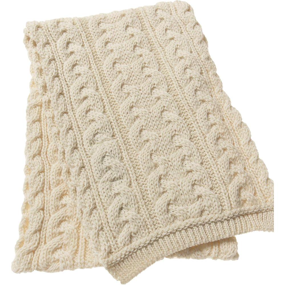 image:imageAran Crafts Irish Cable Knitted Heavyweight Cold Weather Scarf 10x64 100 Merino WoolNatural