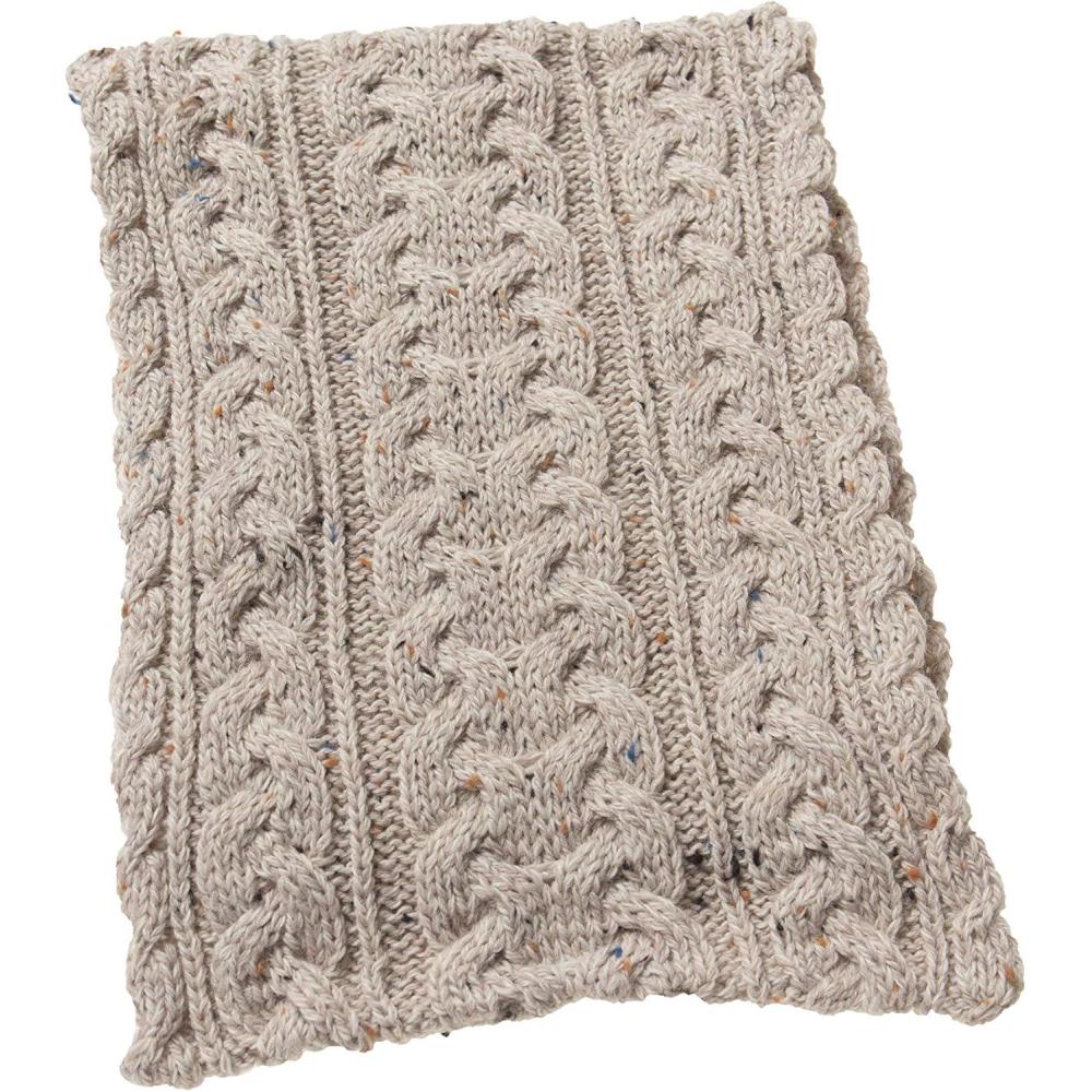 image:imageAran Crafts Irish Cable Knitted Heavyweight Cold Weather Scarf 10x64 100 Merino WoolOatmeal
