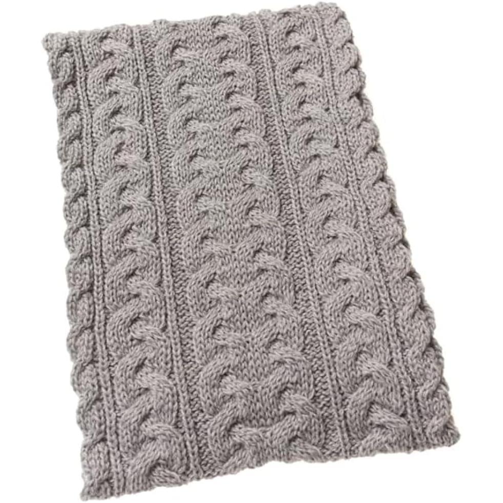 image:imageAran Crafts Irish Cable Knitted Heavyweight Cold Weather Scarf 10x64 100 Merino WoolSoft Grey