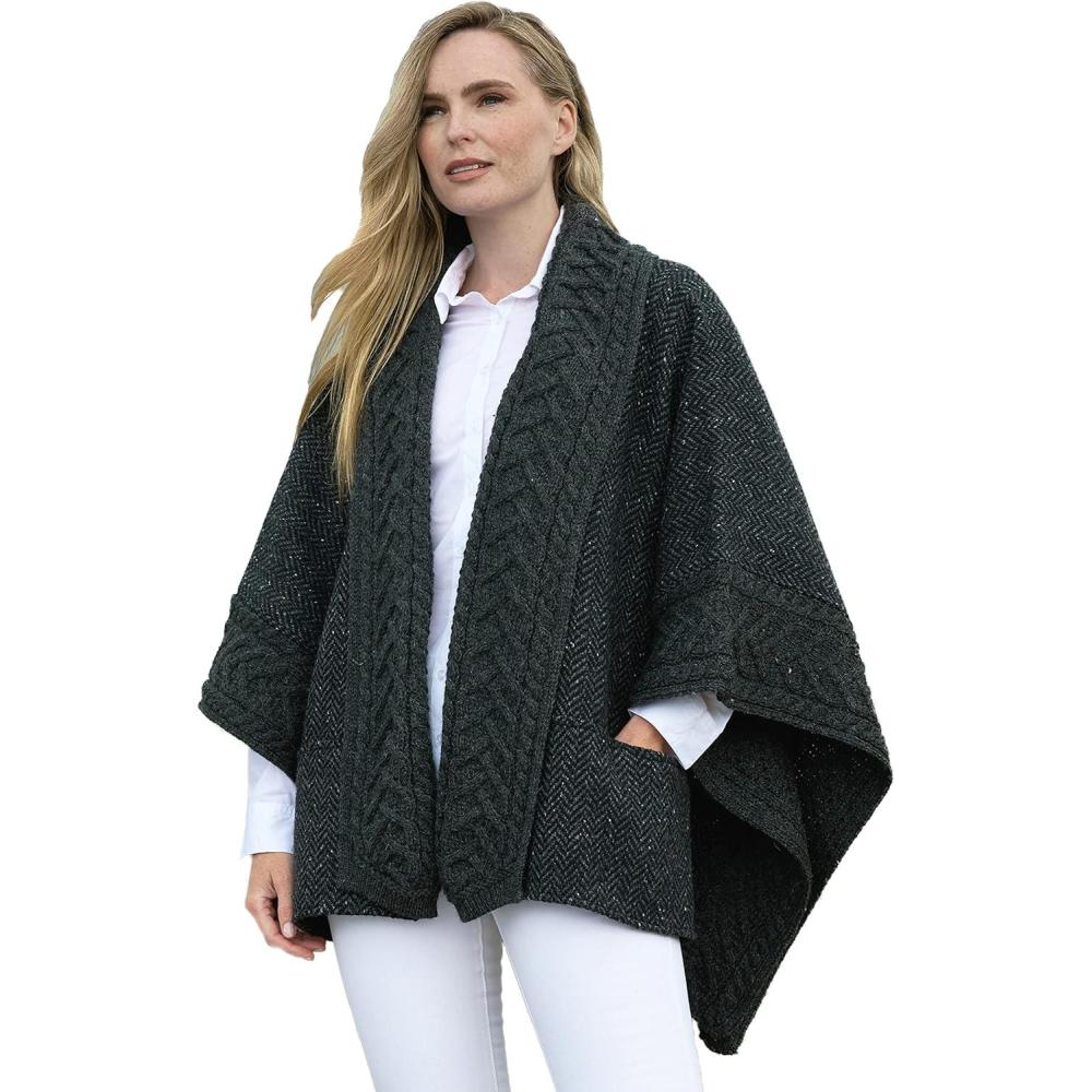 image:imageAran Crafts Irish Ladies Tweed Cape 100 Tweed with Merino Wool T35Charcoal