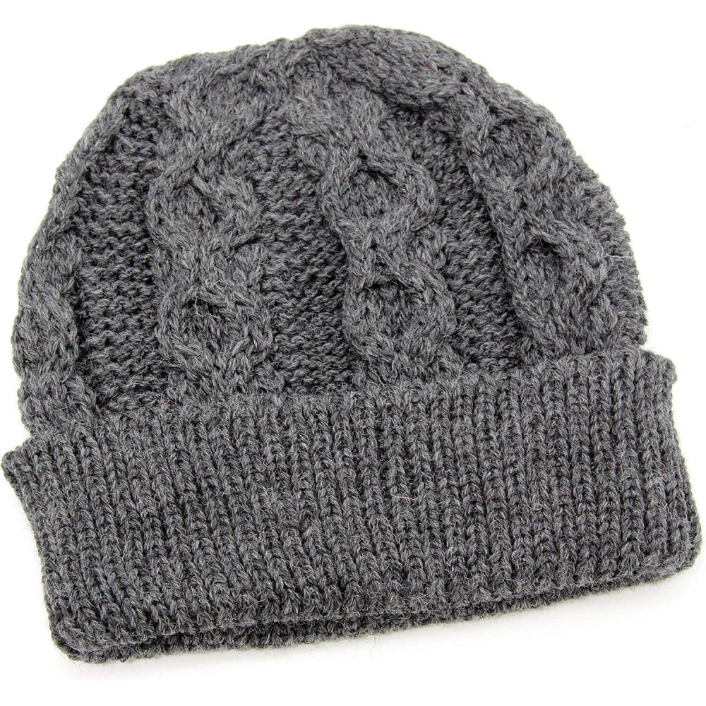 image:imageAran Crafts One Size Irish Cable Knitted Honeycomb Hat 100 Merino WoolCharcoal
