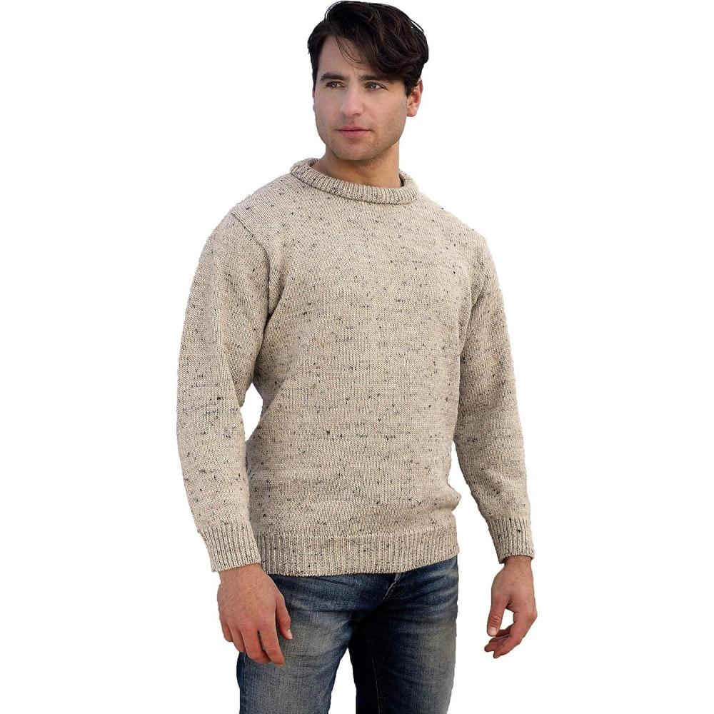 image:imageAran Crafts Plain Crew Neck Sweater 100 WoolSkiddaw