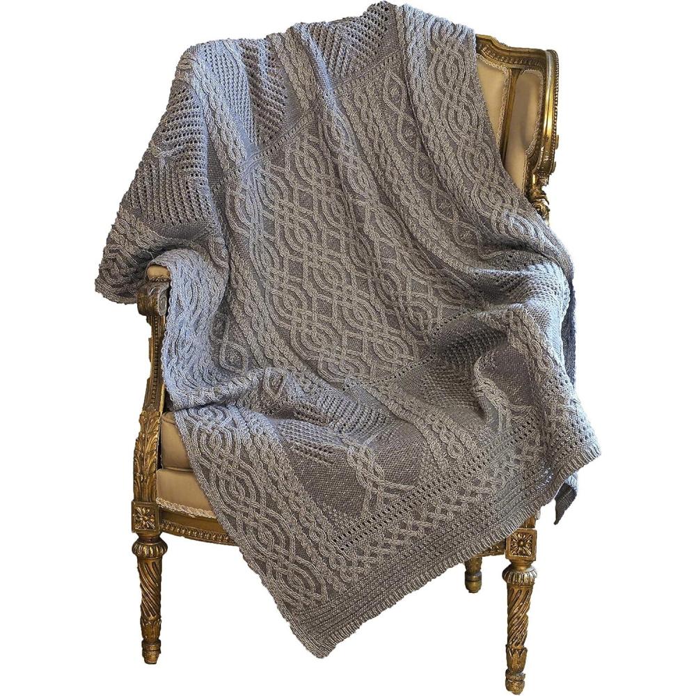 image:imageAran Crafts Traditional Couch Cover Blanket Fairy Tree Throw 100 Merino Wool