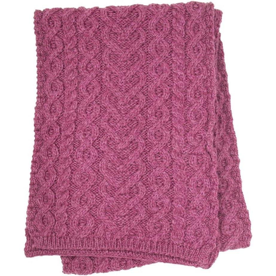 image:imageAran Crafts Womens Knit Soft Heart Pattern Scarf 100 Super Soft Merino WoolMagenta