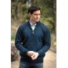 Aran Crafts 1/4 Zip Plain Sweater 100% Wool, Made in Ireland(Blackwatch)