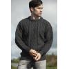 Aran Crafts Basket Stitch Crew Neck Sweater (100% Wool)(Charcoal)