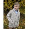 Aran Crafts Boy’s Irish Soft Cable Knitted Shawl Cardigan (100% Merino Wool)(Oatmeal)
