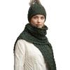 Aran Crafts Irish Cable Knitted Heavyweight Cold Weather Scarf 10″x64″ (100% Merino Wool)(Army Green)