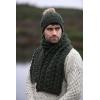 Aran Crafts Irish Cable Knitted Heavyweight Cold Weather Scarf 10″x64″ (100% Merino Wool)(Army Green)